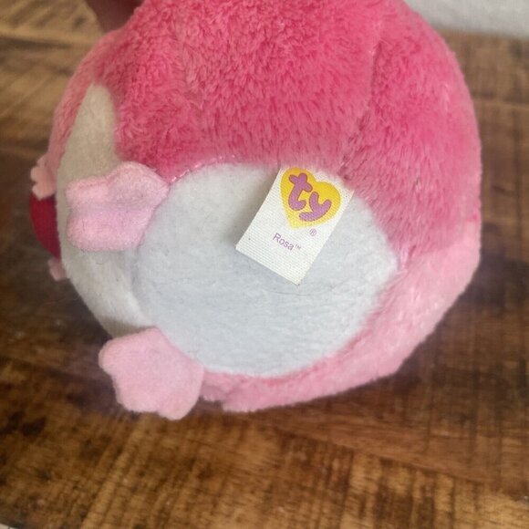 TY Beanie Ballz Rosa the Hamster Regular Size 5 inch Stuffed Ball Heart - Picture 5 of 7